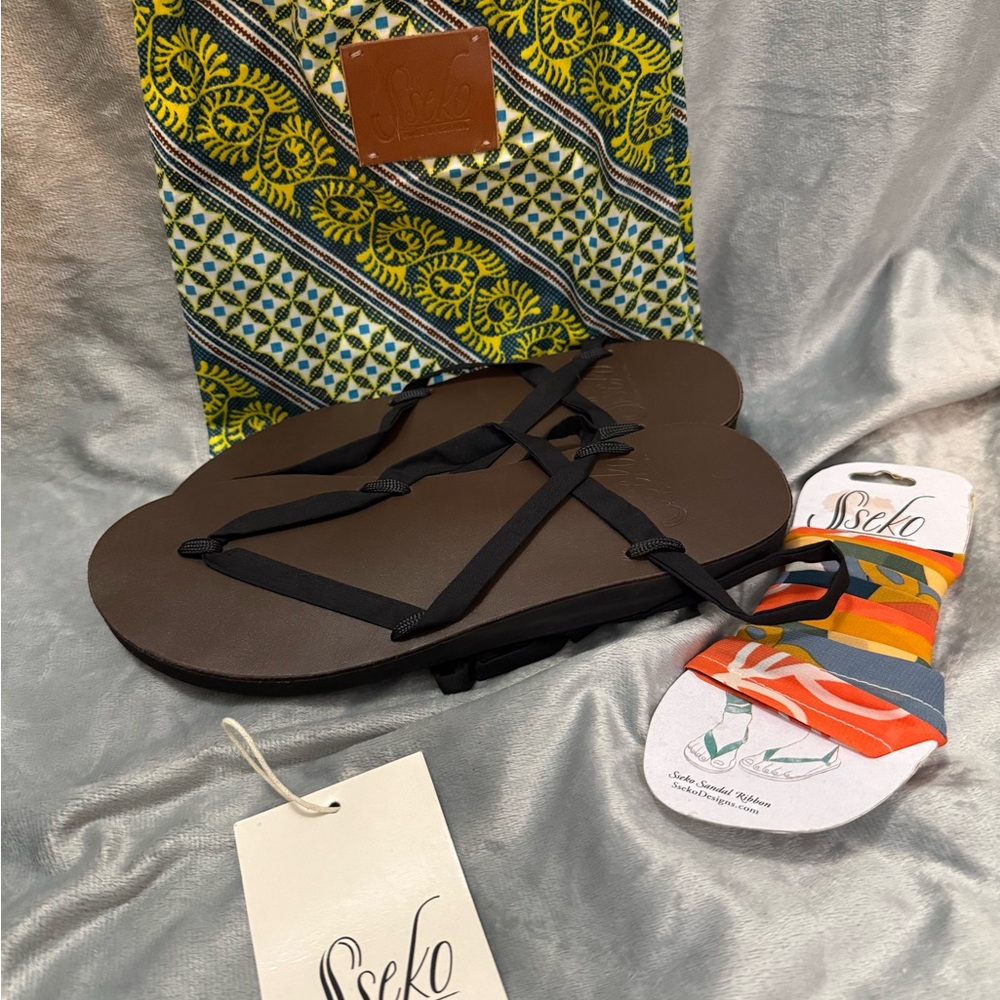 Sseko Ribbon Sandals with Brown Soles